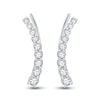 10kt White Gold Womens Round Diamond Graduated Climber Earrings 1/2 Cttw