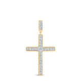 10kt Yellow Gold Womens Round Diamond Cross Pendant 3/8 Cttw