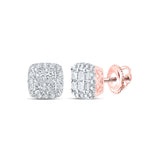 14kt Rose Gold Womens Princess Diamond Square Earrings 1 Cttw