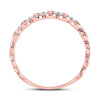 10kt Rose Gold Womens Round Diamond Link Stackable Band Ring 1/8 Cttw
