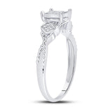 Sterling Silver Womens Round Diamond Heart Square Ring 1/10 Cttw
