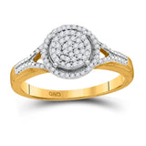 10kt Yellow Gold Womens Round Diamond Circle Cluster Ring 1/5 Cttw