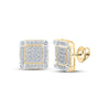 10kt Yellow Gold Round Diamond Square Earrings 1/4 Cttw