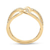 14kt Yellow Gold Womens Round Diamond Negative Space Link Fashion Ring 1/6 Cttw