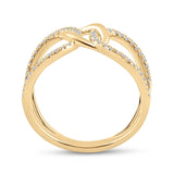 14kt Yellow Gold Womens Round Diamond Negative Space Link Fashion Ring 1/6 Cttw