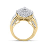 10kt Yellow Gold Womens Round Diamond Marquise-shape Cluster Ring 2 Cttw