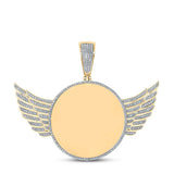 10kt Yellow Gold Mens Round Diamond Wing Memory Circle Charm Pendant 3/4 Cttw