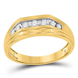 10kt Yellow Gold Mens Round Diamond Flat Top Band Ring 1/4 Cttw