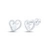 10kt White Gold Womens Round Diamond Heart Earrings 1/4 Cttw