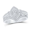 10kt White Gold Round Diamond Bridal Wedding Ring Band Set 1/5 Cttw