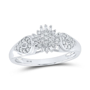 10kt White Gold Womens Round Diamond Cluster Ring 1/4 Cttw