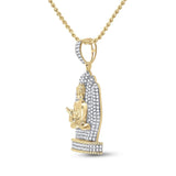 10kt Yellow Gold Mens Round Diamond Buddha Hand Charm Pendant 1-3/4 Cttw