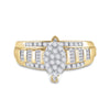 10kt Yellow Gold Round Diamond Oval Cluster Bridal Wedding Engagement Ring 1/2 Cttw