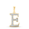 10kt Yellow Gold Womens Round Diamond Initial E Letter Pendant 1/12 Cttw