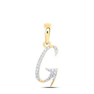 10kt Yellow Gold Womens Round Diamond G Initial Letter Pendant 1/12 Cttw