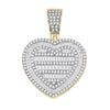 10kt Yellow Gold Mens Baguette Diamond Heart Charm Pendant 1-1/3 Cttw