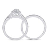 10kt White Gold Round Diamond Pear-shape Bridal Wedding Ring Band Set 1/3 Cttw