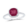 14kt White Gold Womens Cushion Ruby Diamond Halo Ring 2-1/5 Cttw