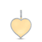 10kt Yellow Gold Mens Round Diamond Heart Memory Charm Pendant 1/5 Cttw