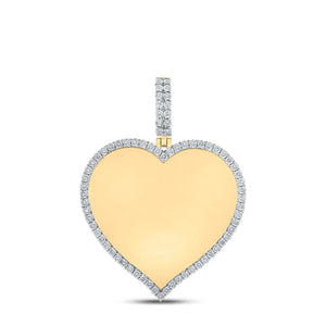 10kt Yellow Gold Mens Round Diamond Heart Memory Charm Pendant 1/5 Cttw