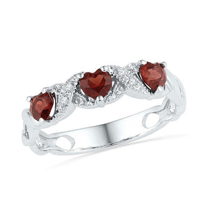Sterling Silver Womens Heart Synthetic Ruby Heart Ring 3/4 Cttw