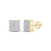 10kt Yellow Gold Round Diamond Square Earrings 1/5 Cttw