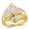 14kt Yellow Gold Round Diamond Oval Cluster Bridal Wedding Engagement Ring 1 Cttw