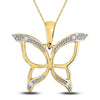 10kt Yellow Gold Womens Round Diamond Butterfly Bug Pendant .03 Cttw