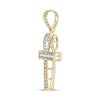 10kt Yellow Gold Mens Round Diamond Ankh Cross Charm Pendant 1 Cttw