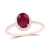 14kt Rose Gold Womens Oval Ruby Diamond Halo Ring 2 Cttw