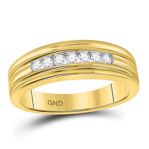 10kt Yellow Gold Mens Round Diamond Wedding Band Ring 1/4 Cttw