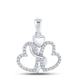 10kt White Gold Womens Round Diamond Heart Pendant 1/8 Cttw