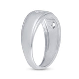 Sterling Silver Mens Round Diamond Cross Wedding Band Ring 1/20 Cttw