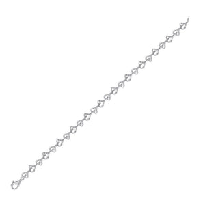 Sterling Silver Womens Round Diamond Heart Bracelet 1/10 Cttw