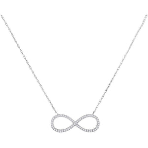 10kt White Gold Womens Round Diamond Infinity Pendant Necklace 1/6 Cttw