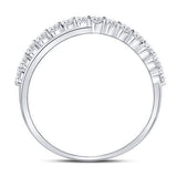 10kt White Gold Womens Round Diamond Crossover Stackable Band Ring 1/3 Cttw