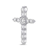 14kt White Gold Womens Round Diamond Cross Pendant 1/2 Cttw