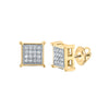 14kt Yellow Gold Womens Round Diamond Square Earrings 1/10 Cttw