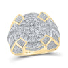 10kt Yellow Gold Mens Round Diamond Cluster Ring 2-3/8 Cttw