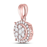 14kt Rose Gold Womens Round Diamond Halo Cluster Pendant 1/2 Cttw