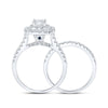 14kt White Gold Princess Diamond Halo Bridal Wedding Ring Band Set 2 Cttw