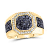 10kt Yellow Gold Mens Round Black Color Treated Diamond Octagon Ring 1-1/5 Cttw