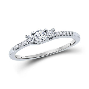 10kt White Gold Round Diamond 3-stone Bridal Wedding Engagement Ring 1/4 Cttw