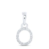 10kt White Gold Womens Round Diamond O Initial Letter Pendant 1/20 Cttw