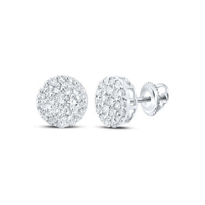 10kt White Gold Round Diamond Cluster Earrings 1/4 Cttw