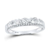 10kt White Gold Womens Round Diamond Stackable Band Ring 1/12 Cttw