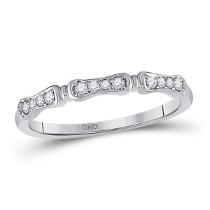 10kt White Gold Womens Round Diamond Stackable Band Ring 1/10 Cttw