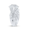 10kt White Gold Round Diamond Oval Bridal Wedding Ring Band Set 3/4 Cttw