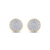 10kt Yellow Gold Round Diamond Cluster Earrings 1/5 Cttw