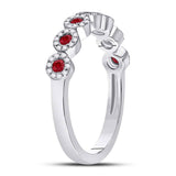 10kt White Gold Womens Round Ruby Circle Stackable Band Ring 1/2 Cttw